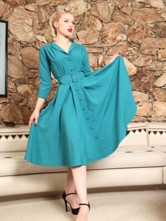 Heart of Haute Dresses & Skirts - Heart Of Haute Monte Carlo Lake Button-Front Fit & Flare Dress with Belt